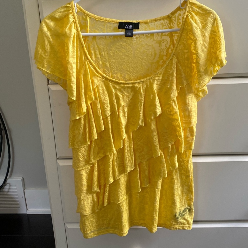 AGB Sunshine Yellow Ruffle Blouse. Size S. Like new.